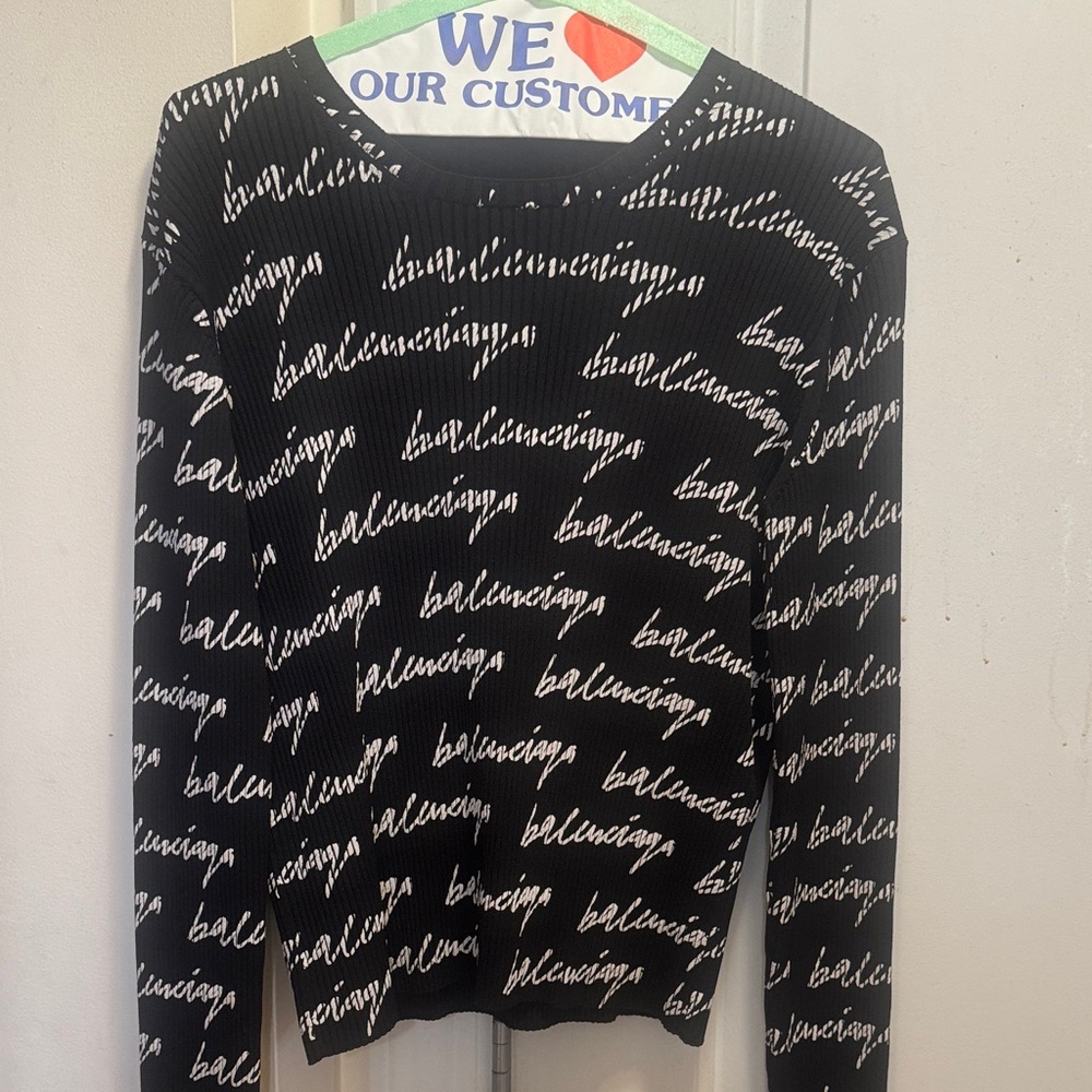 Balenciaga Black and White Logo Sweater